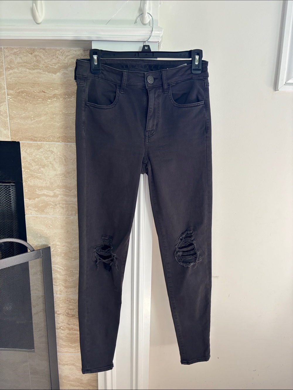 American Eagle Outfitters Black Ripped Skinny Jeans